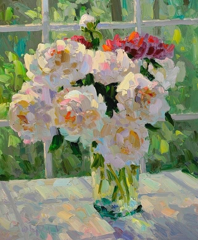 Bouquet de pivoines roses vibrantes peint par Claude Monet, illustration du mouvement impressionniste