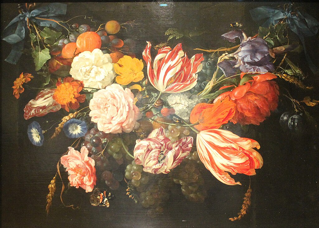 Davidsz de Heem guirlande de fleurs et de fruits avec tulipes