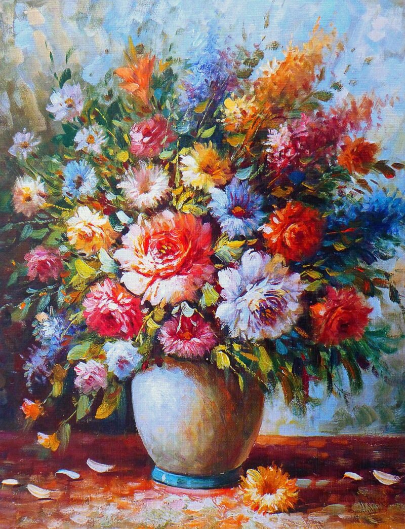 oil painting, painting, picture, art, artwork, flower, nature, ostrich, flower background, vase, beautiful flowers, flower wallpaper, multicoloured